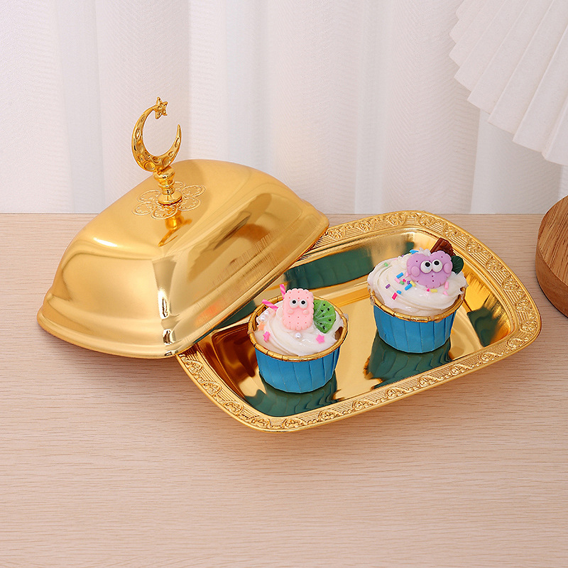 European High-End Fruit Plate With Cover Household High-End Living Room Snack Snack Plate Tea Heart High Appearance Level Storage Plate details Picture