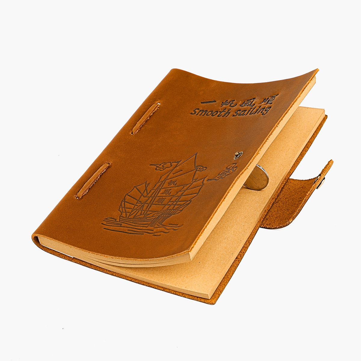 Factory Direct Retro Handmade Leather Notebook Smooth Sailing Creative Notebook Rose Notebook details Picture