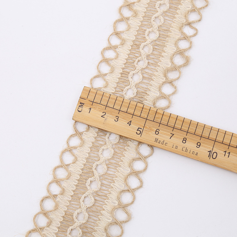 Natural Jute New Lace Curtain Clothing Diy Accessories Hollow Lace Fabric Vintage Bridal Headwear Wholesale details Picture