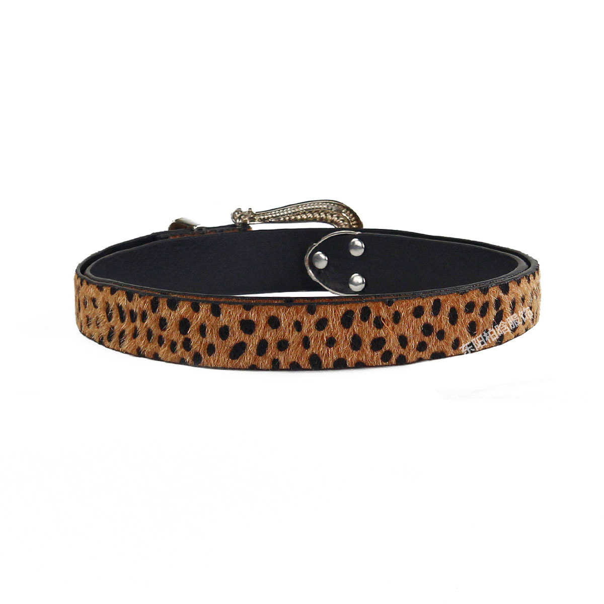 The cross-border bestseller is a wine-red heart-shaped leopard print horsehair belt with a retro carved western buckle and a dress belt pic 8