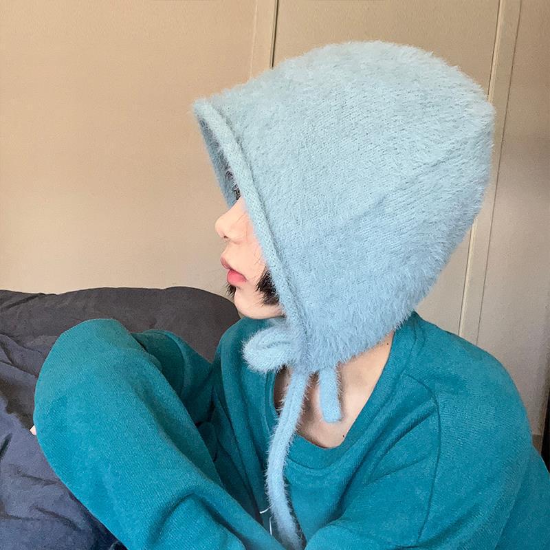Feel Soft Waxy Waxy/Cute Wool Hat Pile Hat Women's Ear Protection One Hat Tie Fashion Warm Bun Hat Application Scenario