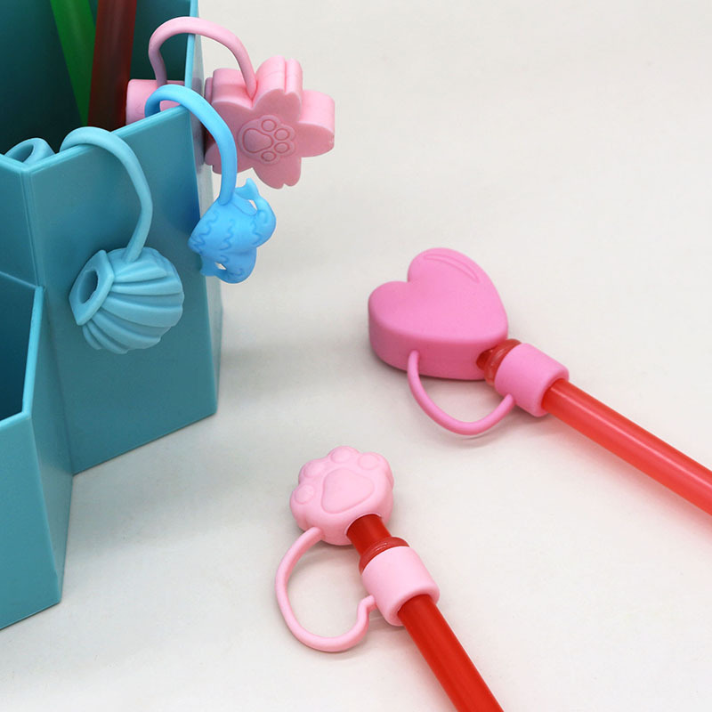 Cartoon Silicone Dust Cover Cat Coffee Straw Plug Soft Glue Straw Cap Recycleable Cute Wind Straw Cap Wholesale Specification drawing