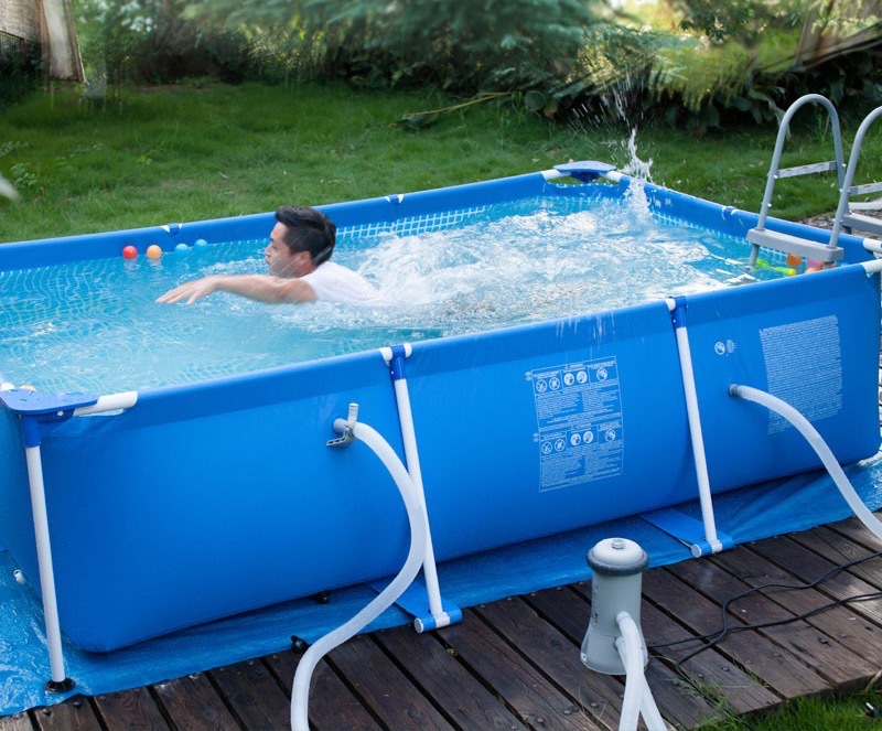 INTEX28270 rectangular tube frame circular pool, family foldable frame swimming pool, outdoor fishing pool Specification image