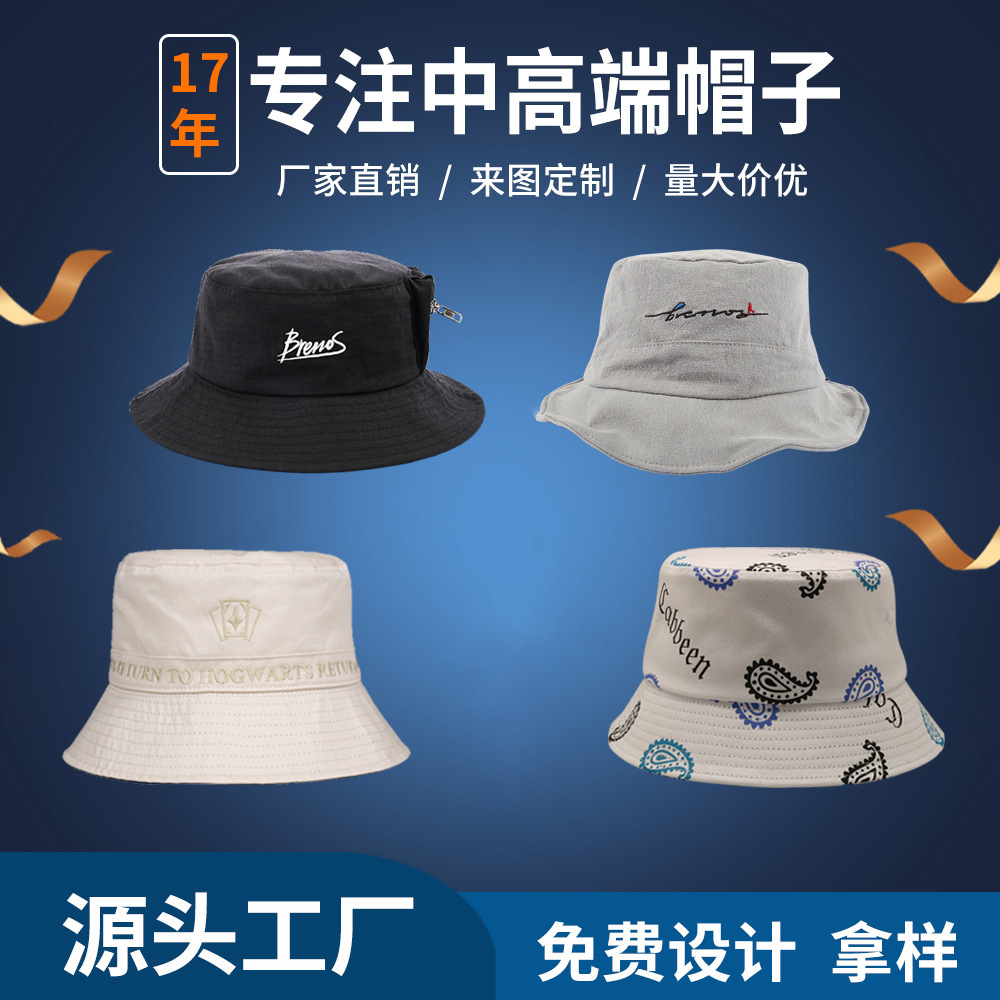 Fisherman Hats Wholesale Embroidered Printed Quick-Drying Bucket Hats Ins Women Mlb Double-Faced Men Cowboy Fishing Mountaineering Basin Hats