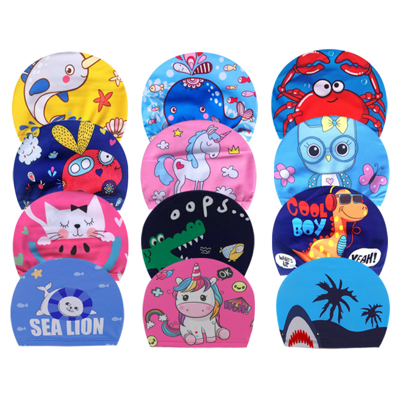 Manufacturers Spot Card Children's Swimming Cap Boys And Girls Do Not Cut Head Ear Protection Cute Through Swimming Cap Baby Hat Cloth Spot Item Picture