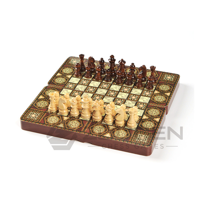 木质国际象棋折叠3合1套装国际跳棋西洋双陆棋木制棋子39.5CM包邮详情图3
