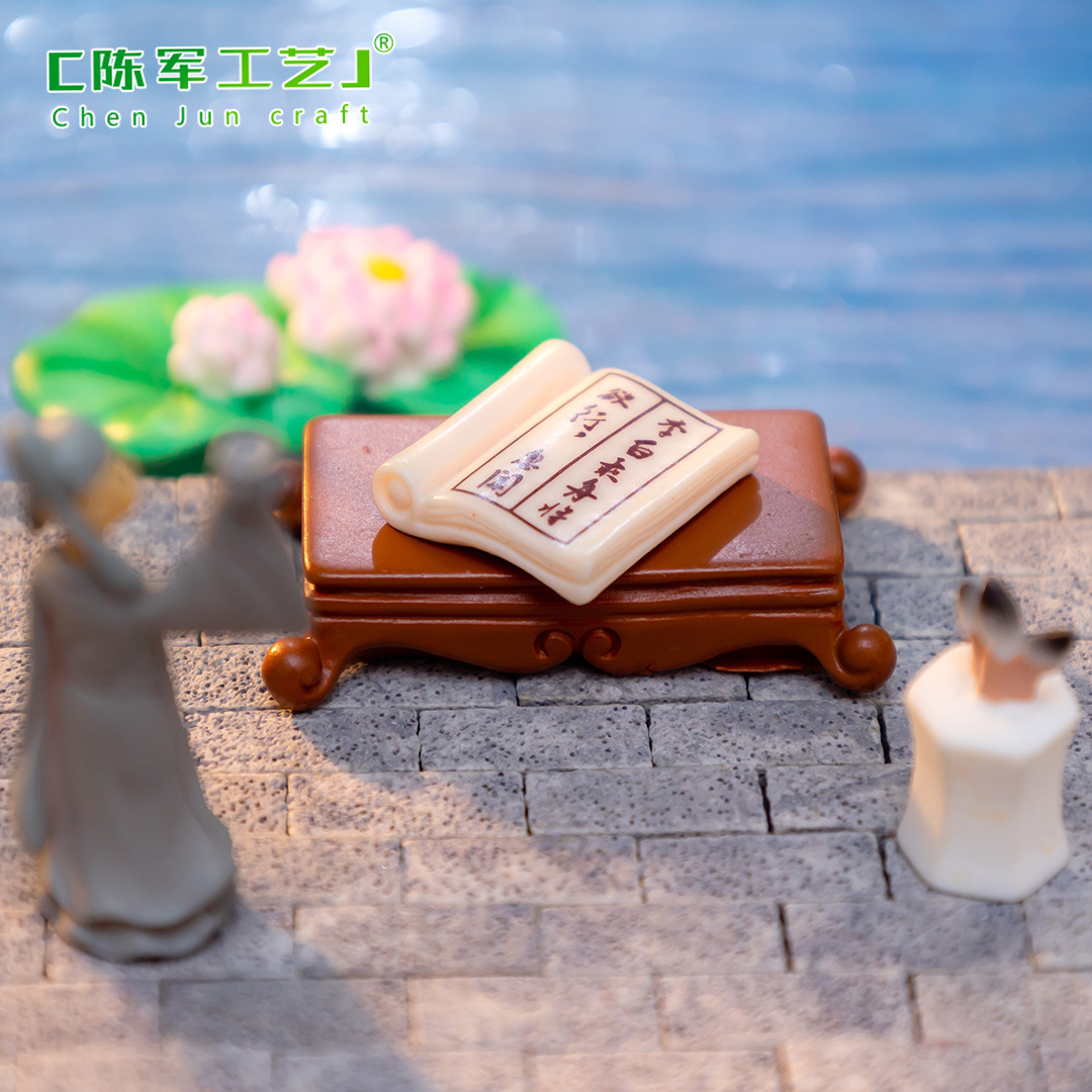 Micro-landscape creative ancient-style poetry and books, Li Bai doll house, garden landscaping, diy decorative accessories, miniature small ornaments Application Scenario