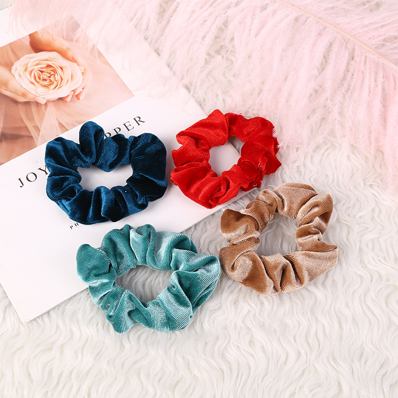 European and American best-selling Korean velvet pig intestine ring hair accessories, cross-border retro velvet hair flowers and headwear factory direct sales Specification image