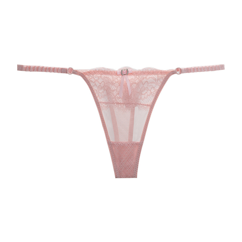 Lace Transparent Sexy T Pants Thin Belt Hollow Temptation Underwear Fun Cotton File Low Waist Thong For Women Cross-Border Item Picture