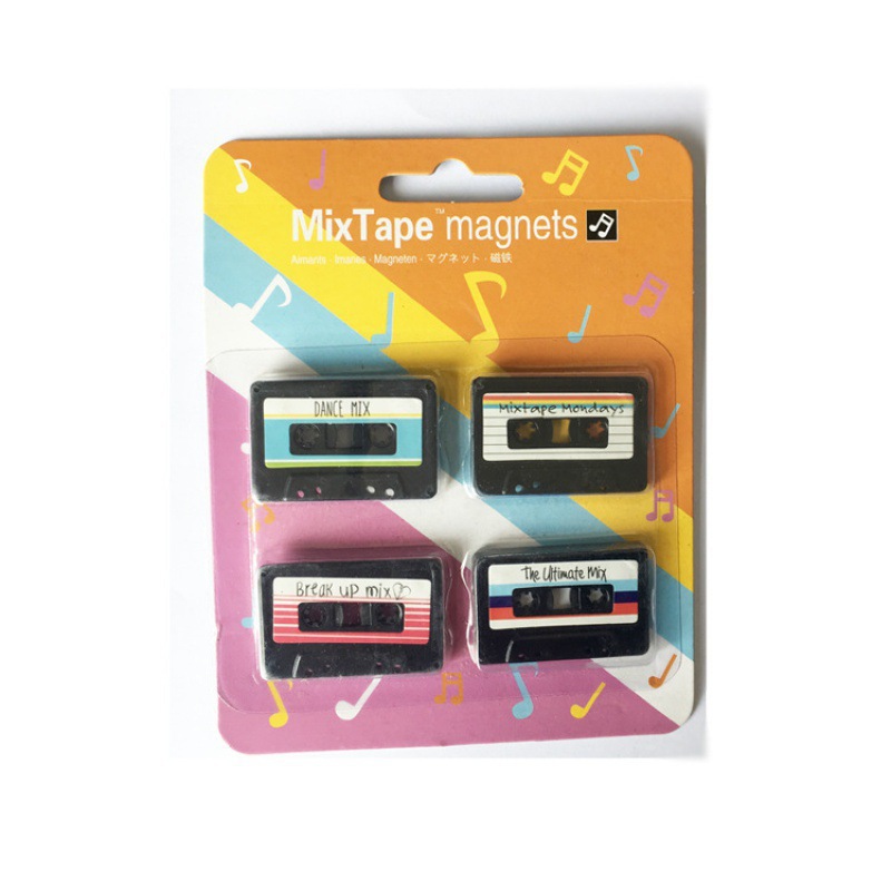 Nostalgic cassette record magnet set, decorative magnetic stickers, fridge magnets Specification image