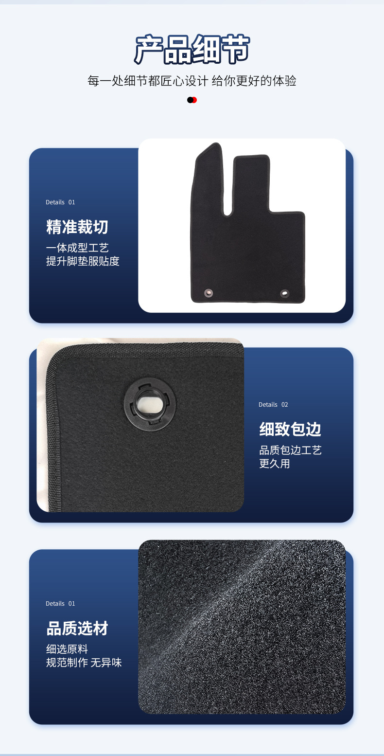 亚马逊智己LS6汽车脚垫汽车用品尼龙脚垫车内耐脏绒面汽车脚垫详情7
