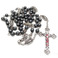 跨境厂家货源无磁性黑曜石念珠项链复古十字架批发Rosary beads图
