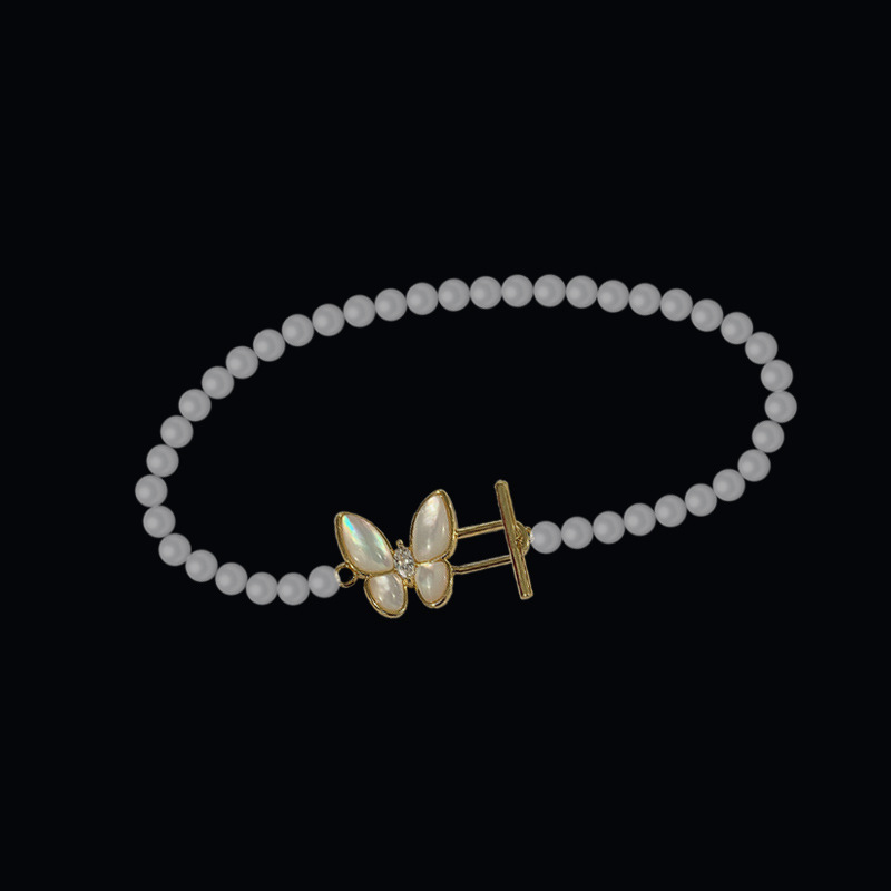 Copper-plated real gold seawater shell butterfly OT clasp stick clasp diy bracelet necklace pearl button clasp accessory details Picture