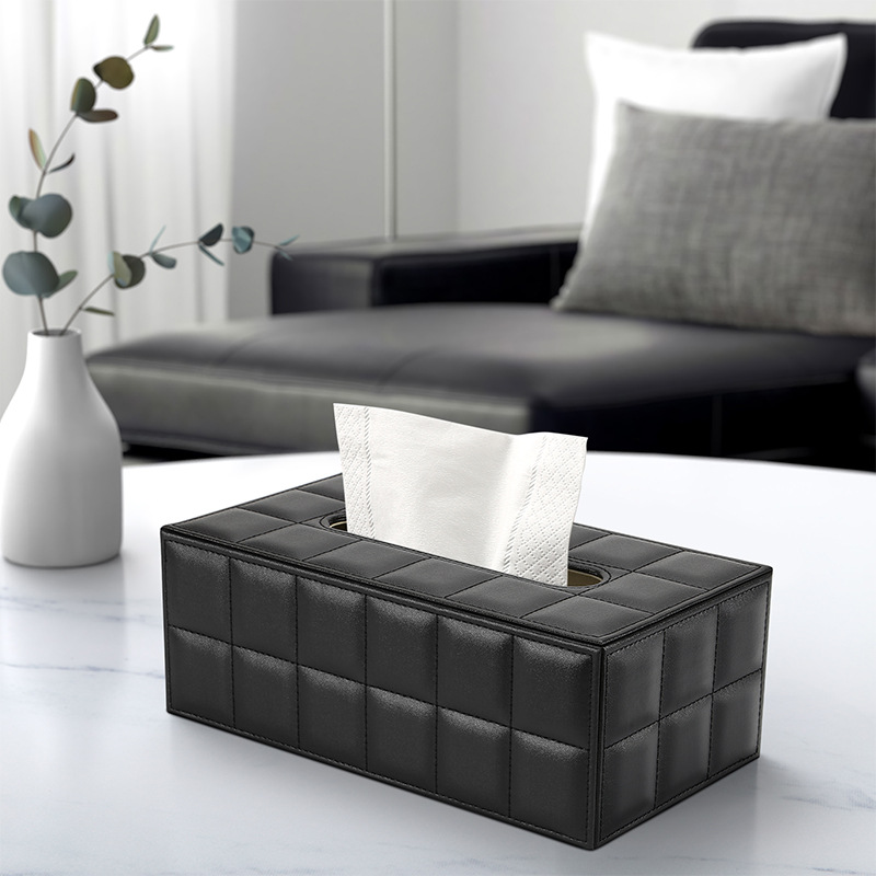 Light Luxury Tissue Box Living Room Coffee Table Advanced Desktop Leather Paper Box Home Hotel Restaurant High Appearance Level Paper Box