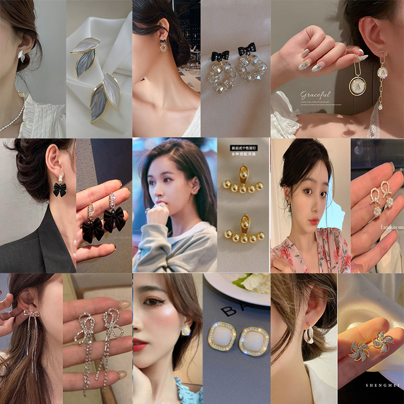2022新款耳环女韩国简约小巧精致耳钉女s925银针网红蝴蝶结耳坠