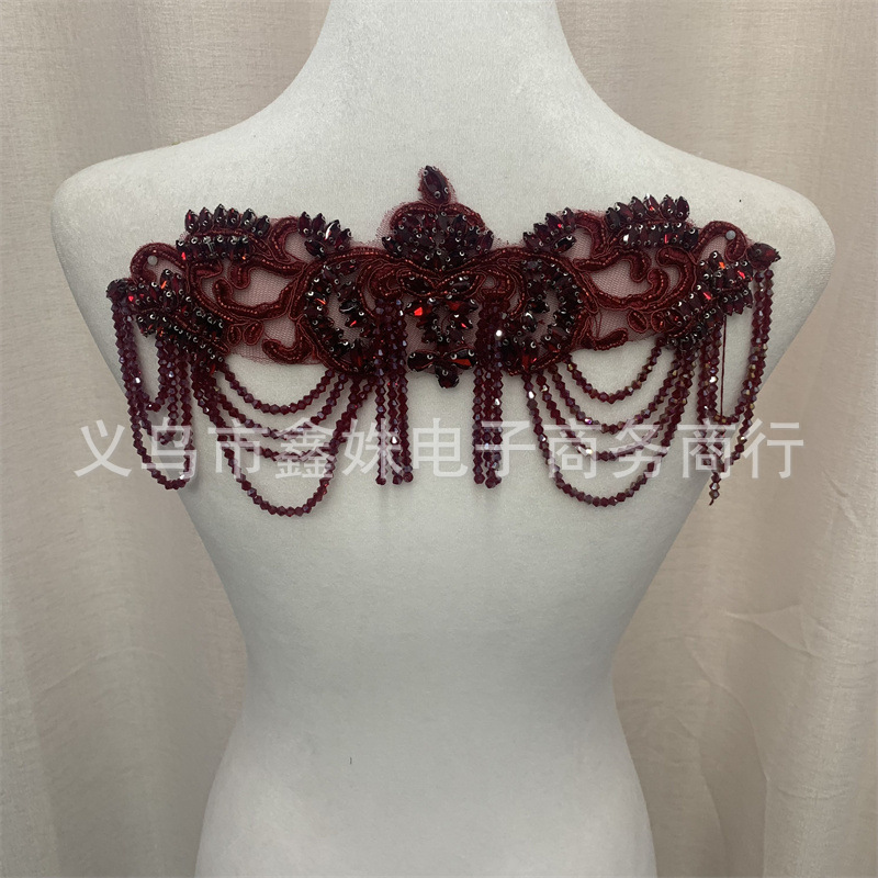 High-end fashion trend, handcrafted beaded, rhinestone, tassel, lace applique, DIY handcrafted evening gowns, wedding dresses, clothing and accessories Specification image