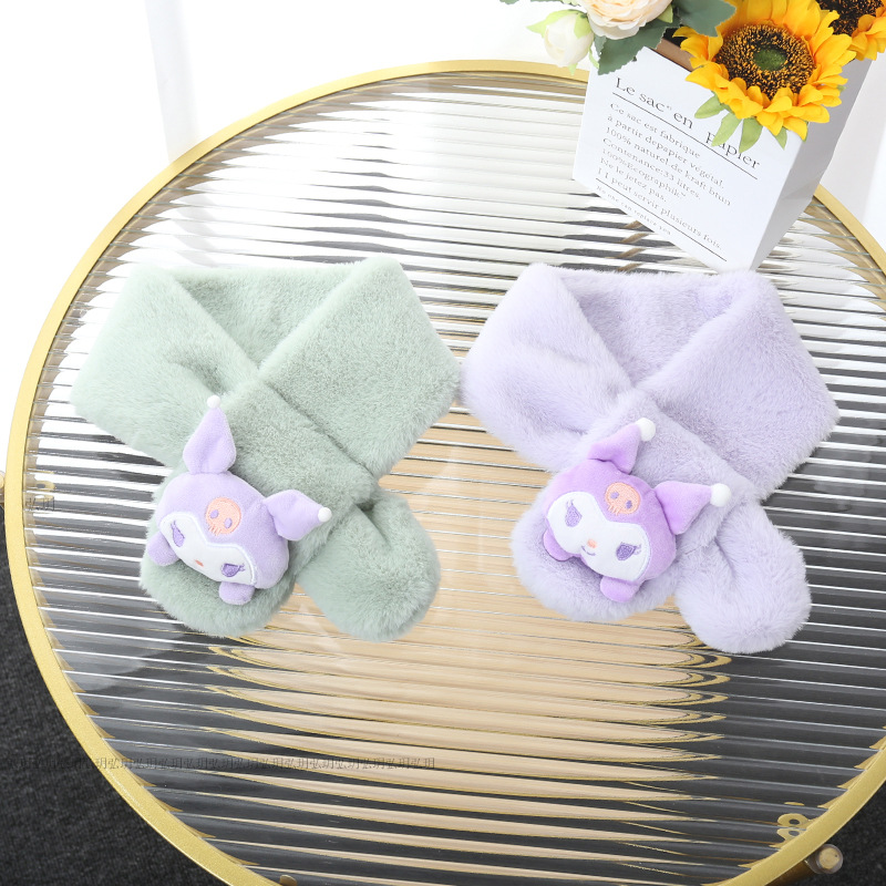 Sanrio Yugui Dog Autumn And Winter New Children's Scarf Cartoon Children Warm Thick Imitation Wrase Rabbit Plush Bib Specification drawing