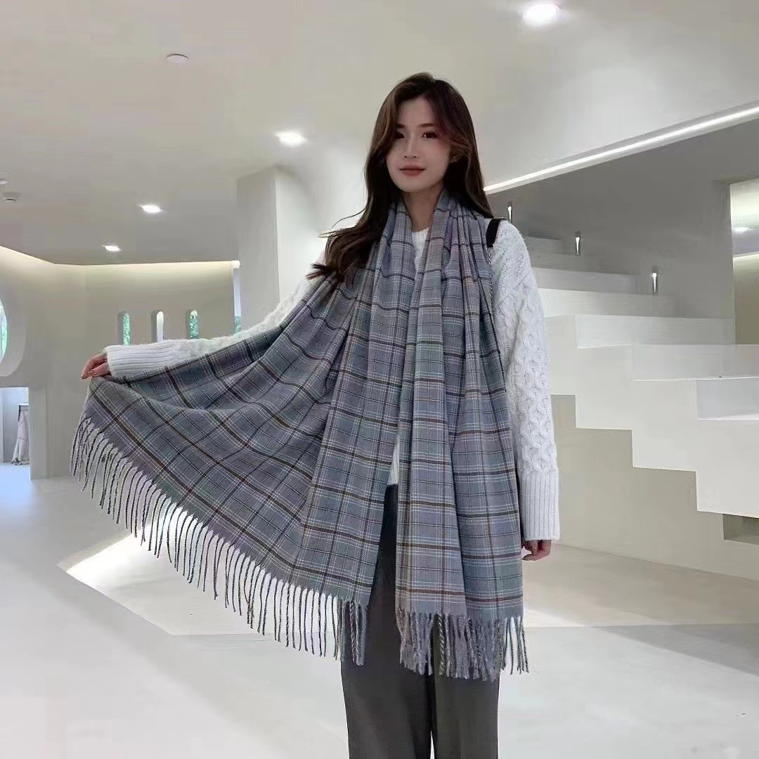 Autumn And Winter Women's Scarf Japan And South Korea Sweet Warm Scarf For Men And Women Imitation Cashmere Coarse Beard Vintage Plaid Scarf In Stock details Picture