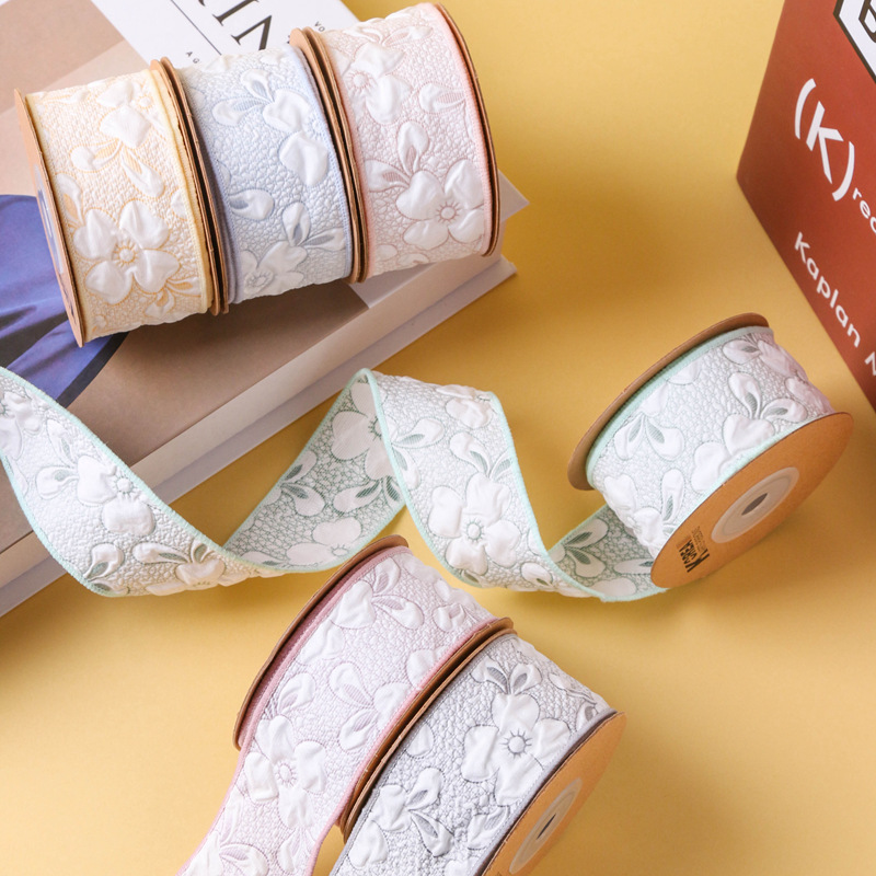 DIY handcrafted materials for flower gift packaging: Coarse-edge three-dimensional wrinkled rabbit ear flower fabric, ribbon, bow, hair accessory Specification image