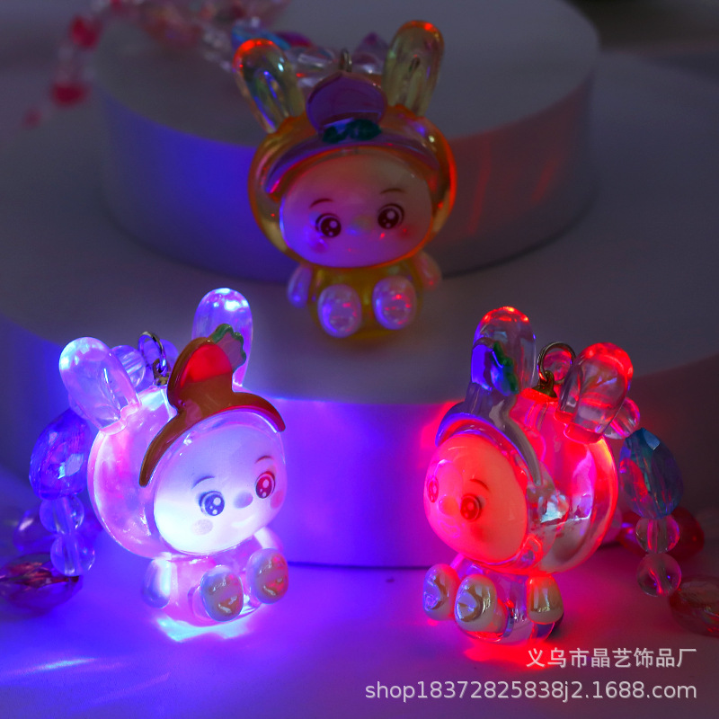 Cartoon glitter and colorful rabbit doll pendant with holes, acrylic necklace, keychain, bag, mobile phone pendant accessory details Picture