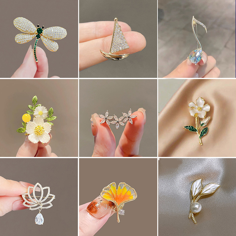 New fashionable anti-glare brooch for women, elegant and simple pearl brooch pin for fixing clothes, versatile accessory details Picture