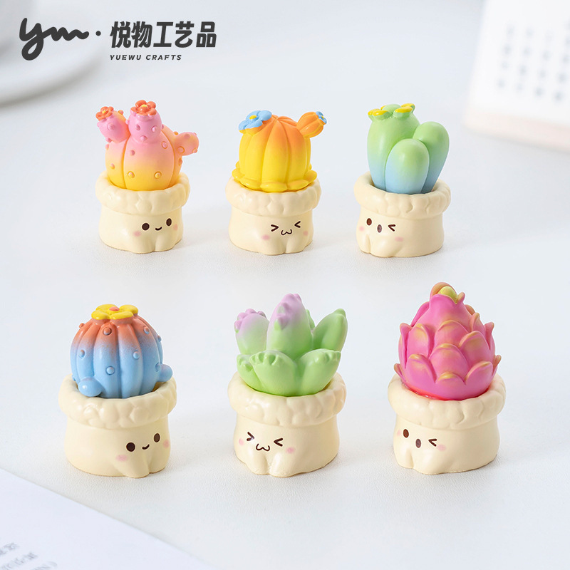 创意可爱表情仿真多肉仙人掌盆栽 diy装饰品盲袋配件微景观小摆件