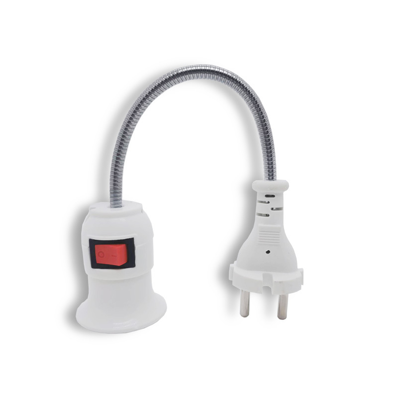 Factory Direct Sales Cross-Border E-Commerce White European Standard E27 Household Industry General Wired Integrated Lamp Plug Item Picture