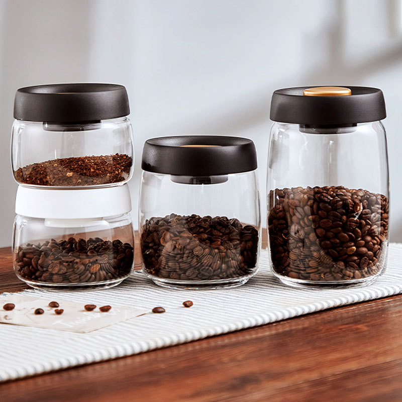 厨房透明密封罐抽真空咖啡豆保存罐玻璃储存罐食品防潮保鲜储物罐详情图2
