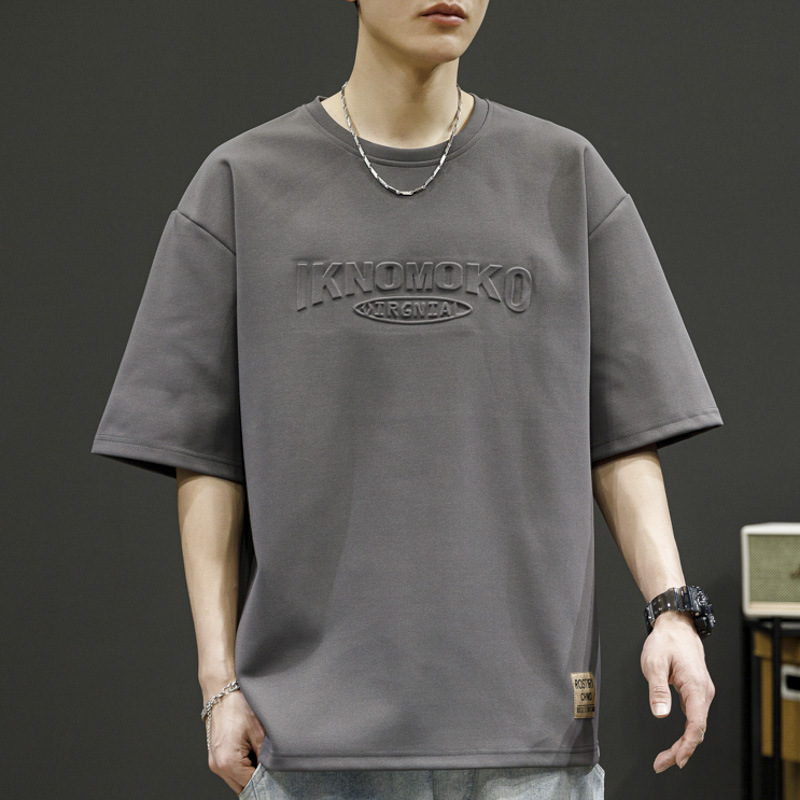Camiseta de manga corta hombre verano fino hielo seda holgada talla grande fat man marca de moda cuerpo manga media corte casual ropa superior