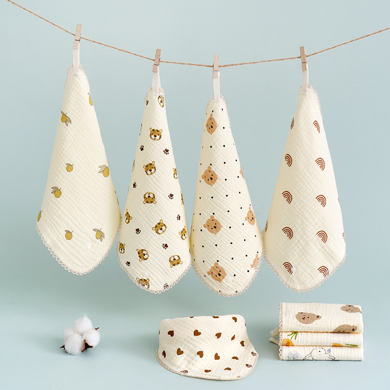 婴儿口水巾棉软小方巾宝宝专用洗脸洗脚新生儿童擦脸纱布毛巾