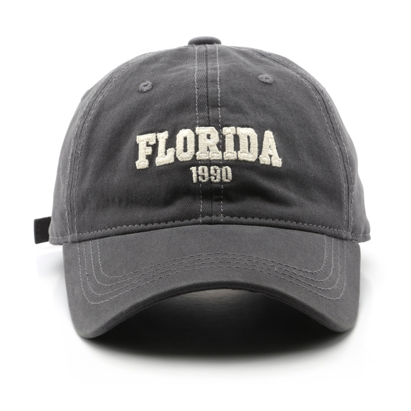 Japanese-style retro women's spring and autumn washed cotton letter embroidered baseball cap, outdoor men's sun protection and shade baseball cap details Picture