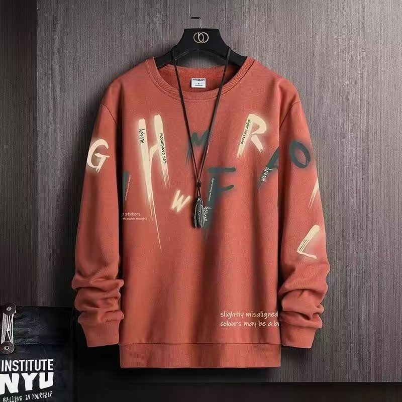 Spring And Autumn Hoodie Men Ins American Fashion Brand Loose Crew Neck T-Shirt Spring Fake Two Long-Sleeved Clothes On The Coat Specification drawing