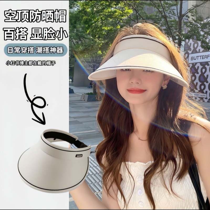 夏季新款防晒遮阳帽女士户外防紫外线UV空顶帽凉感强遮光图
