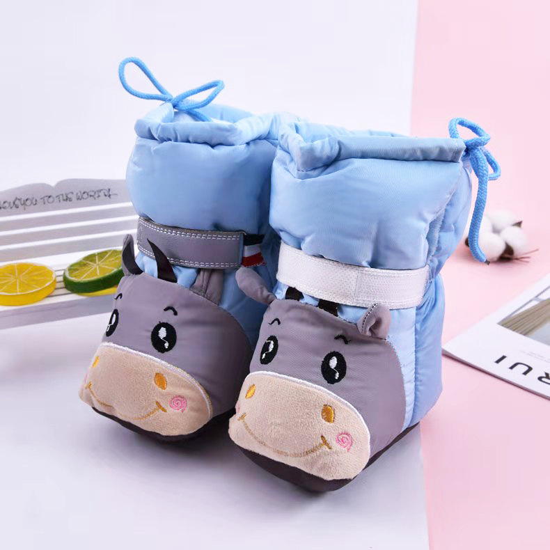 Thickened warm walking shoes for infants aged 0-6-15 months, soft-soled high-top shoes that won't fall off, anti-drop cotton shoes for men and women in autumn and winter details Picture