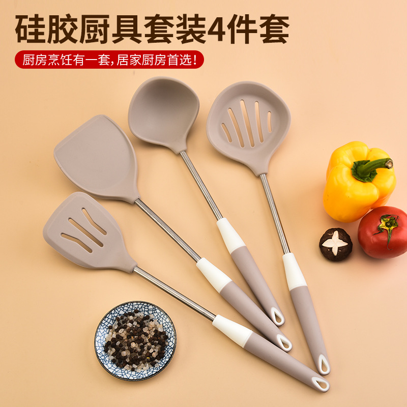 家用硅胶厨具4件套装厨房烹饪锅铲家用厨具炒菜铲子硅胶铲勺套装产品图