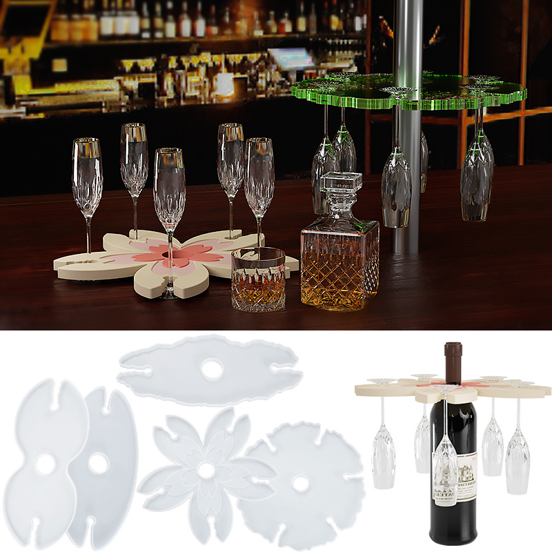 Crystal resin resin wine glass stand tray mold, diy scented gypsum display piece, silicone mold