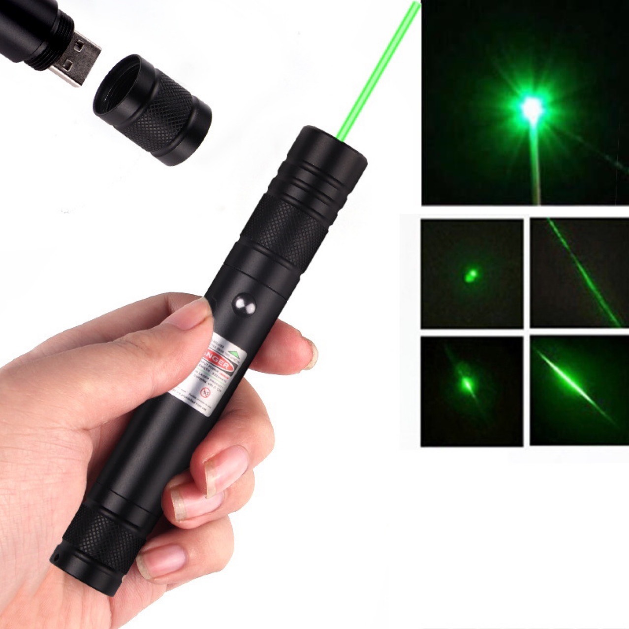 USB green light flashlight, outdoor flashlight, teaching pointer, sales office instruction pen, gift, rechargeable flashlight Item Picture