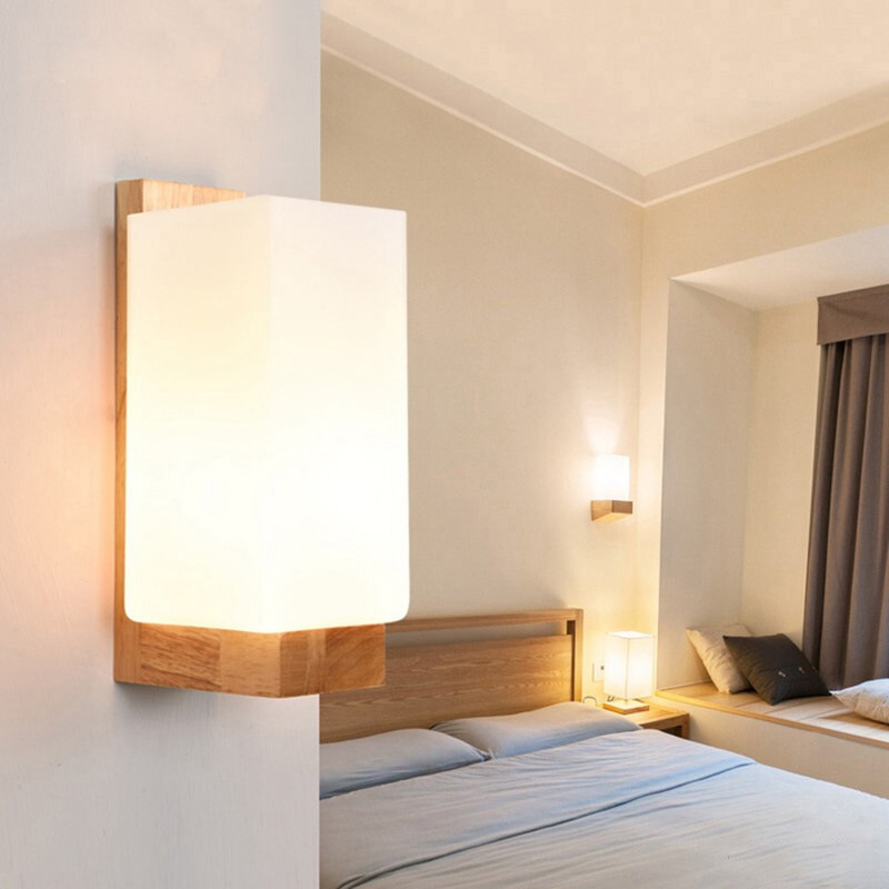 Nordic Bedroom Wall Lamp Bedside Lamp Living Room Aisle Balcony Solid Wood Simple Modern Creative Hotel Lighting Wholesale details Picture