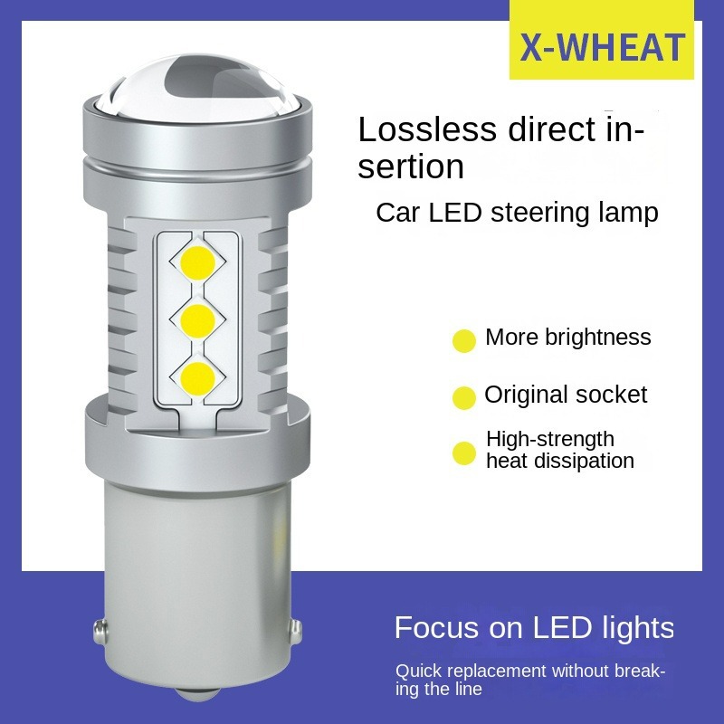 Wheat 7.5W Decoding Led Turn Signal 1156/1157 With Hd Lens Aero-Grade Cooling Aluminum Parts