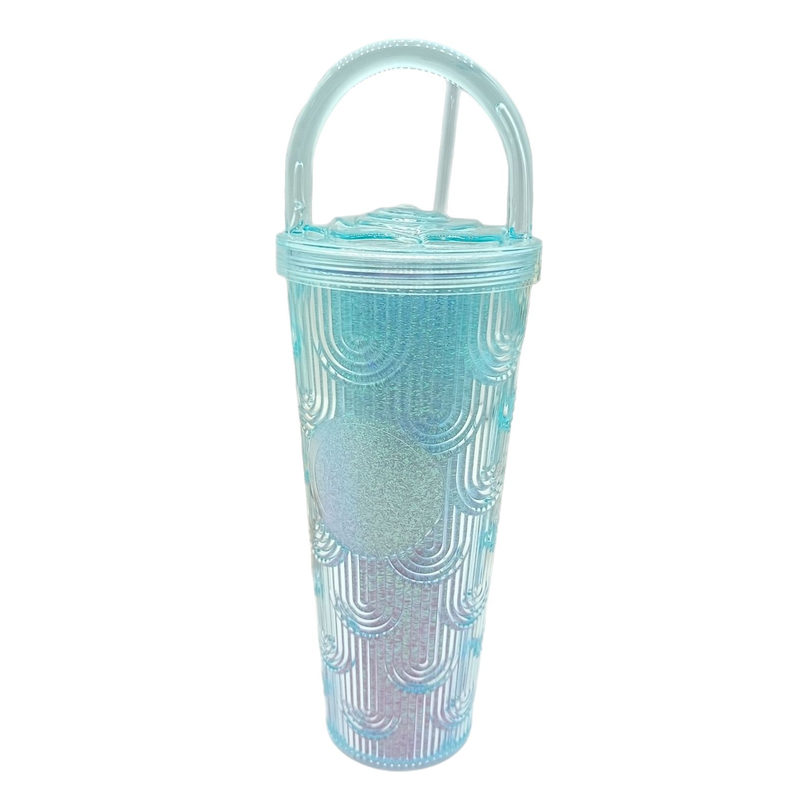 Amazon's summer bestsellers: Double-layer plastic straw cup, large-capacity glitter and colorful water cup, beverage cup, hand-held cup fairy Item Picture