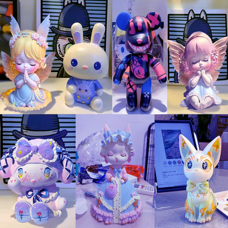 摔不坏搪胶涂色石膏娃娃白胚大号KT 儿童手工diy涂鸦彩绘地摊批发