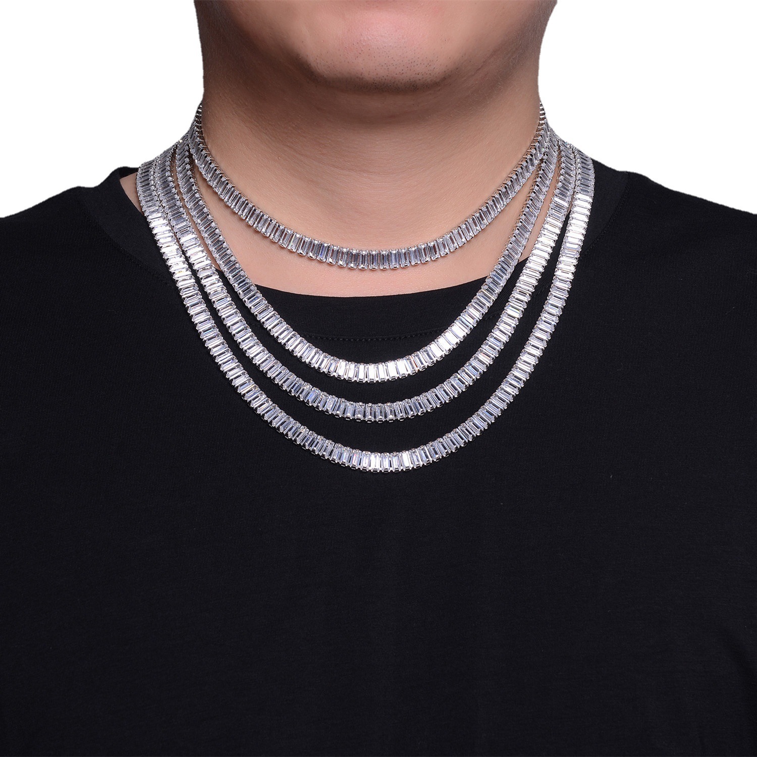 European and American men's hip-hop and rap accessories - HIPHOP all-diamond Cuban diamond-encrusted gold necklace, cross-border hip-hop accessories