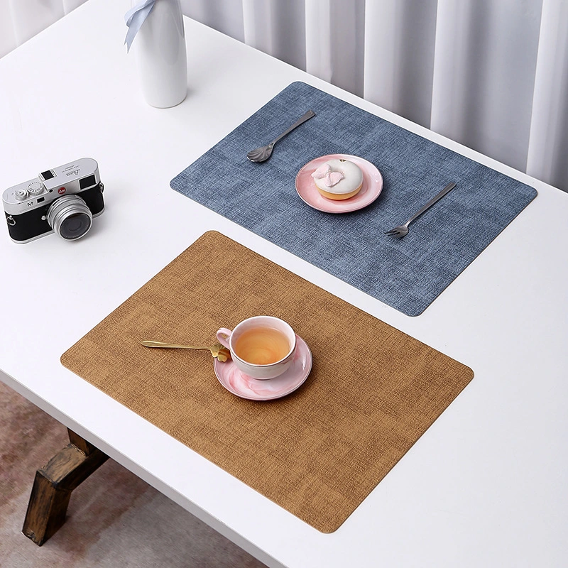 Northern Europe Ins Simple Cloth Leather Placemat Double-Sided Waterproof Anti-Hot Insulation Table Mat Square Western Placemat Wholesale