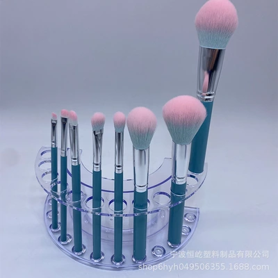 8 Light Blue Round Tail Wood Handle Bright Silver Aluminum Tube Light Blue Pink Peak Soft Hair Makeup Brush Makeup Tools Powder Powder Powder Powder Powder Powder Powder Powder Powder Powder Powder Powder Powder Powder