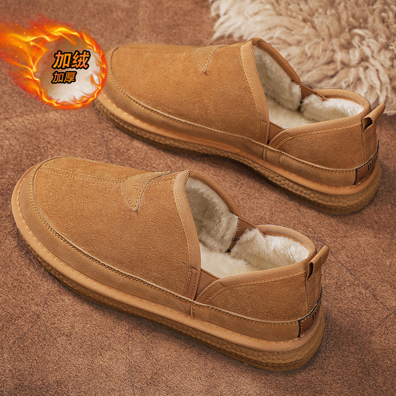 2025冬季新款棉鞋男休闲东北保暖加绒加厚低帮英伦风防寒一脚蹬潮