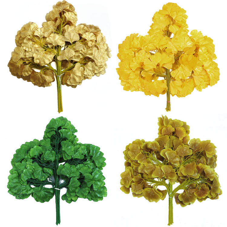 Artificial Red Maple Leaf Banyan Tree Branches Leaf Landscaping Garden Decoration Fake Mango Ginkgo Leaf Simulation Leaf Branches Item Picture