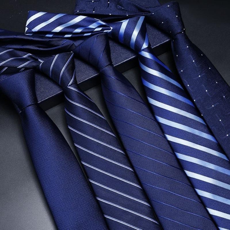 Striped Tie Zipper Female Groom Wedding Blue Fine Black Lazy People Do Not Play An Easy Pull Men's Business Dress Specification drawing