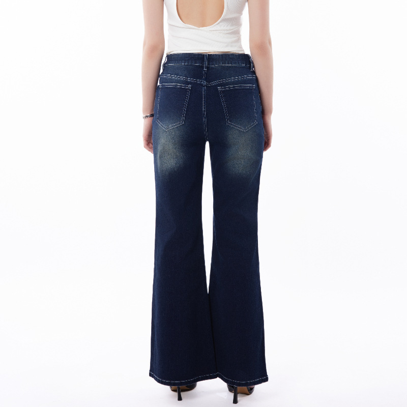 Cross-border 2025 New foreign trade European and American women's clothing, retro loose slightly flared jeans, women's casual and versatile floor-length pants Specification image