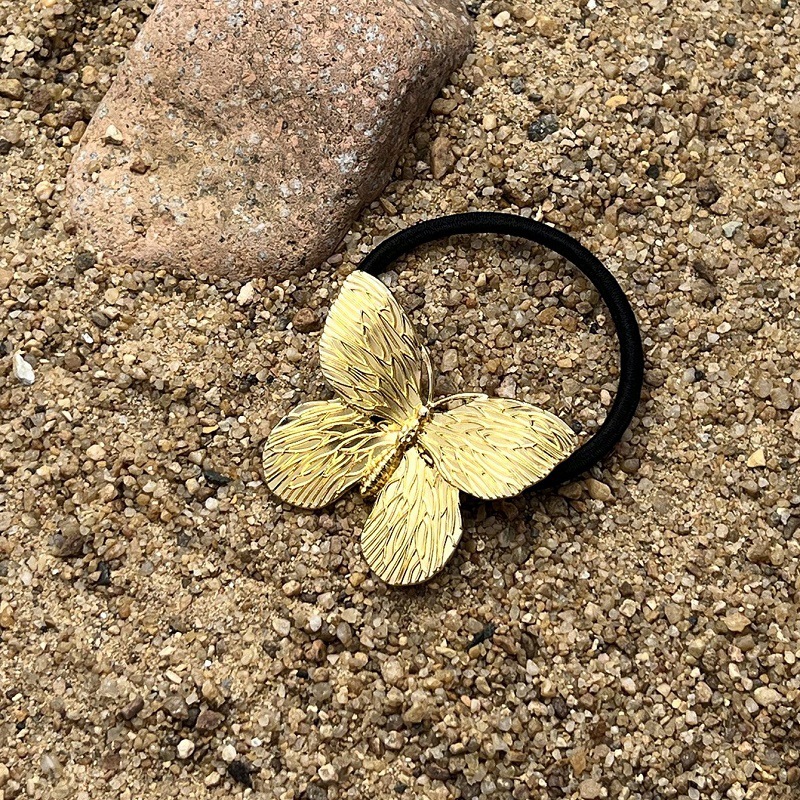 Cross-border explosive metal butterfly high elastic hair tie design simple hair tie back head hair tie details Picture