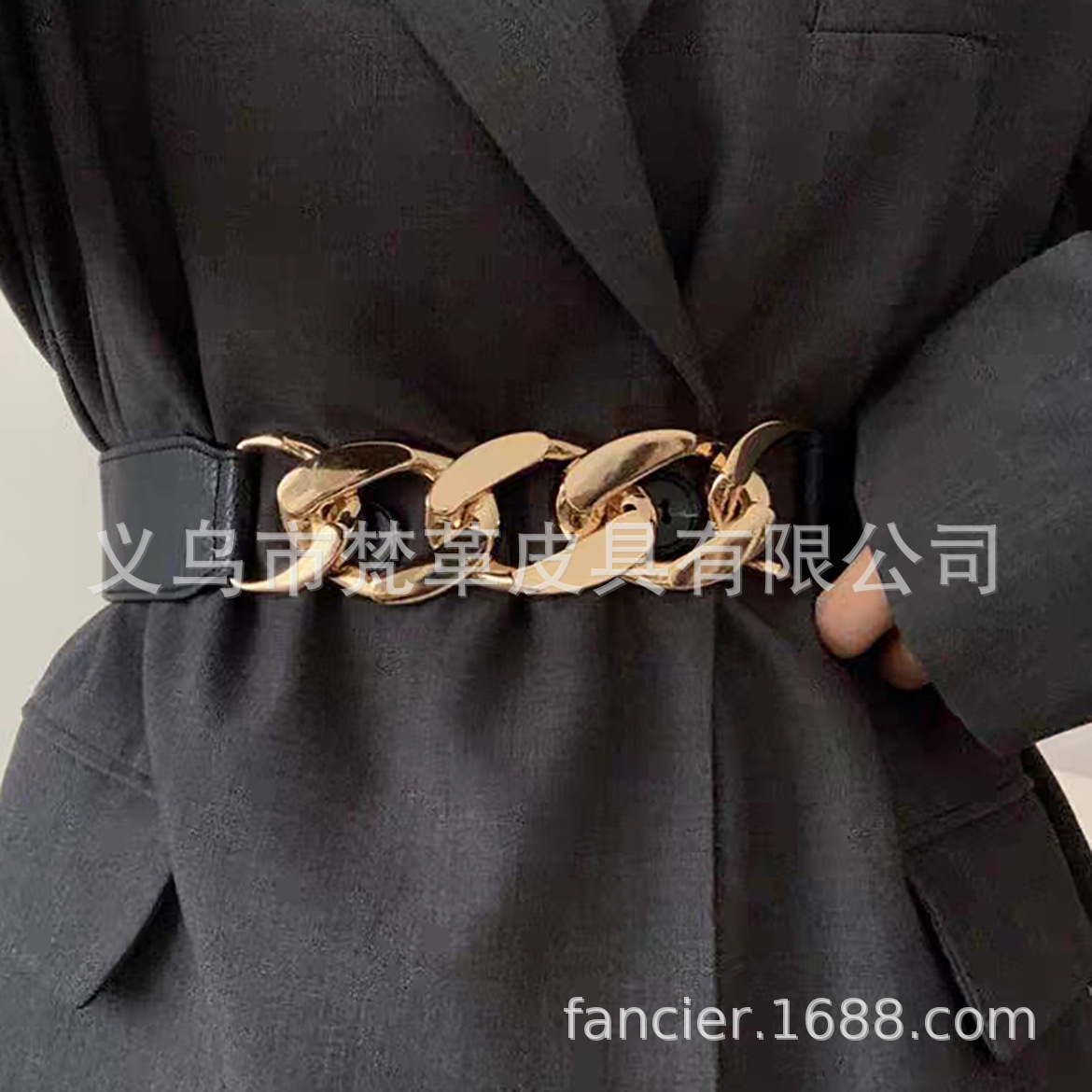 新款跨境时尚链条松紧弹力细腰封紧身衣带休闲百搭腰带女现货批发
